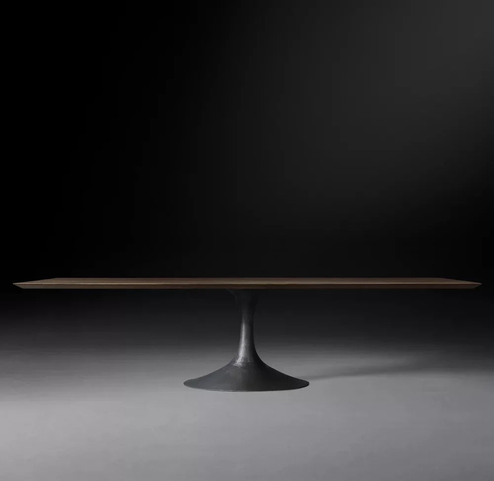 Extendable Rectangular Dining Table – Walnut Metal Midcentury American Statement Piece