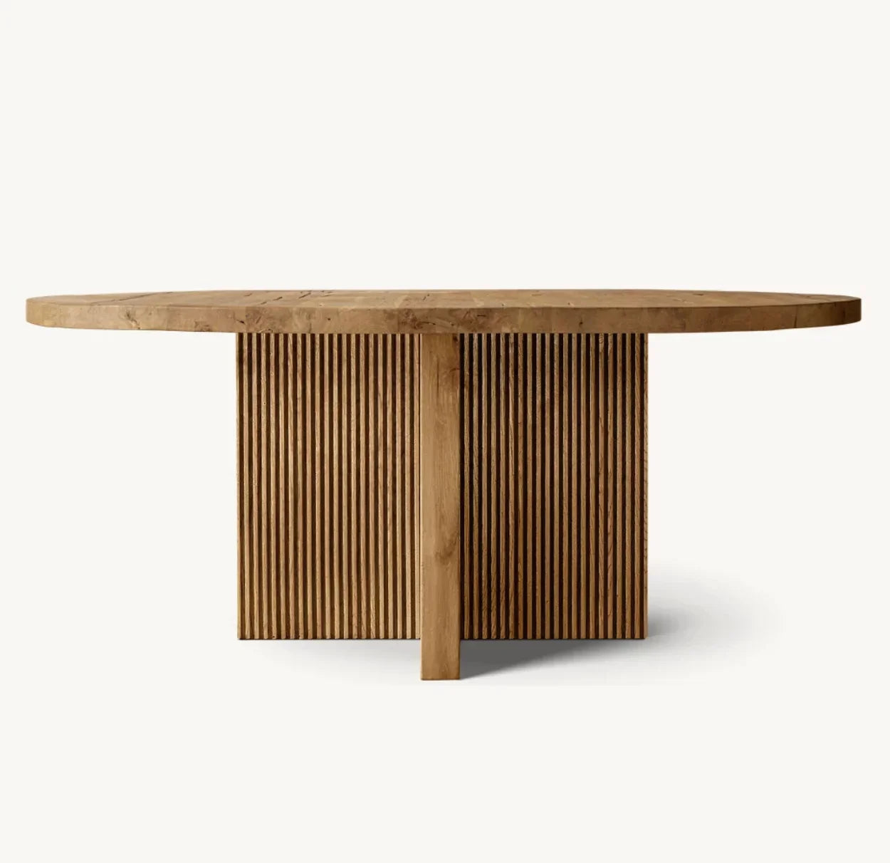 Reeded Round Dining Table – Reclaimed Oak Statement Piece | 1601237700164