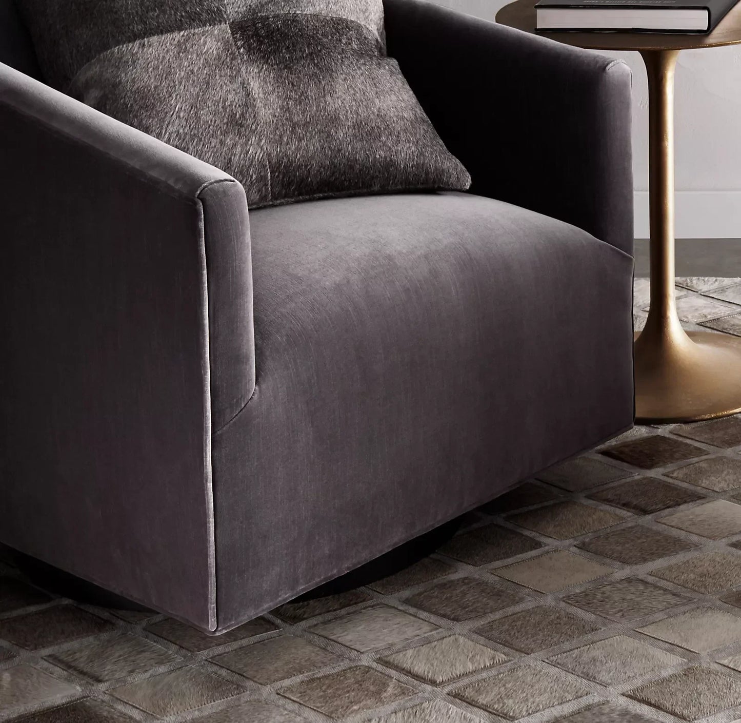 Shelter Arm Swivel Chair – Performance Fabric Midcentury Italian Designer Lounge Piece | 1600339623489