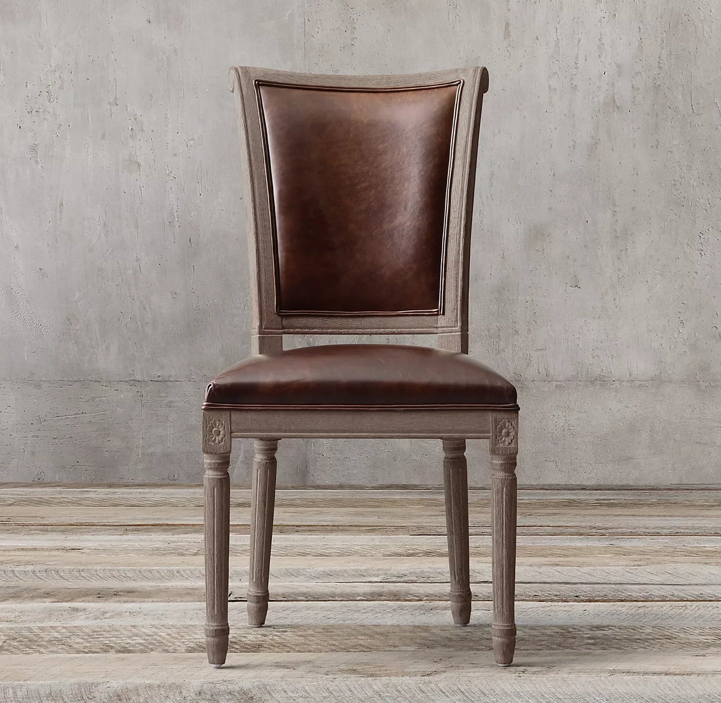 French Flare Dining Armchair – Oak Wood Leather Statement Piece