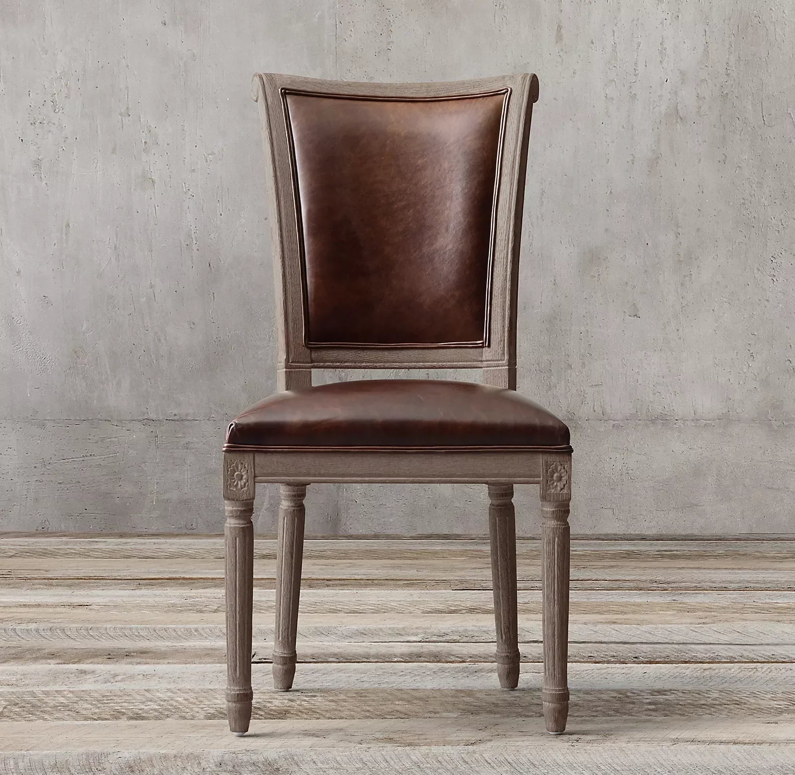 French Flare Dining Armchair – Oak Wood Leather Statement Piece