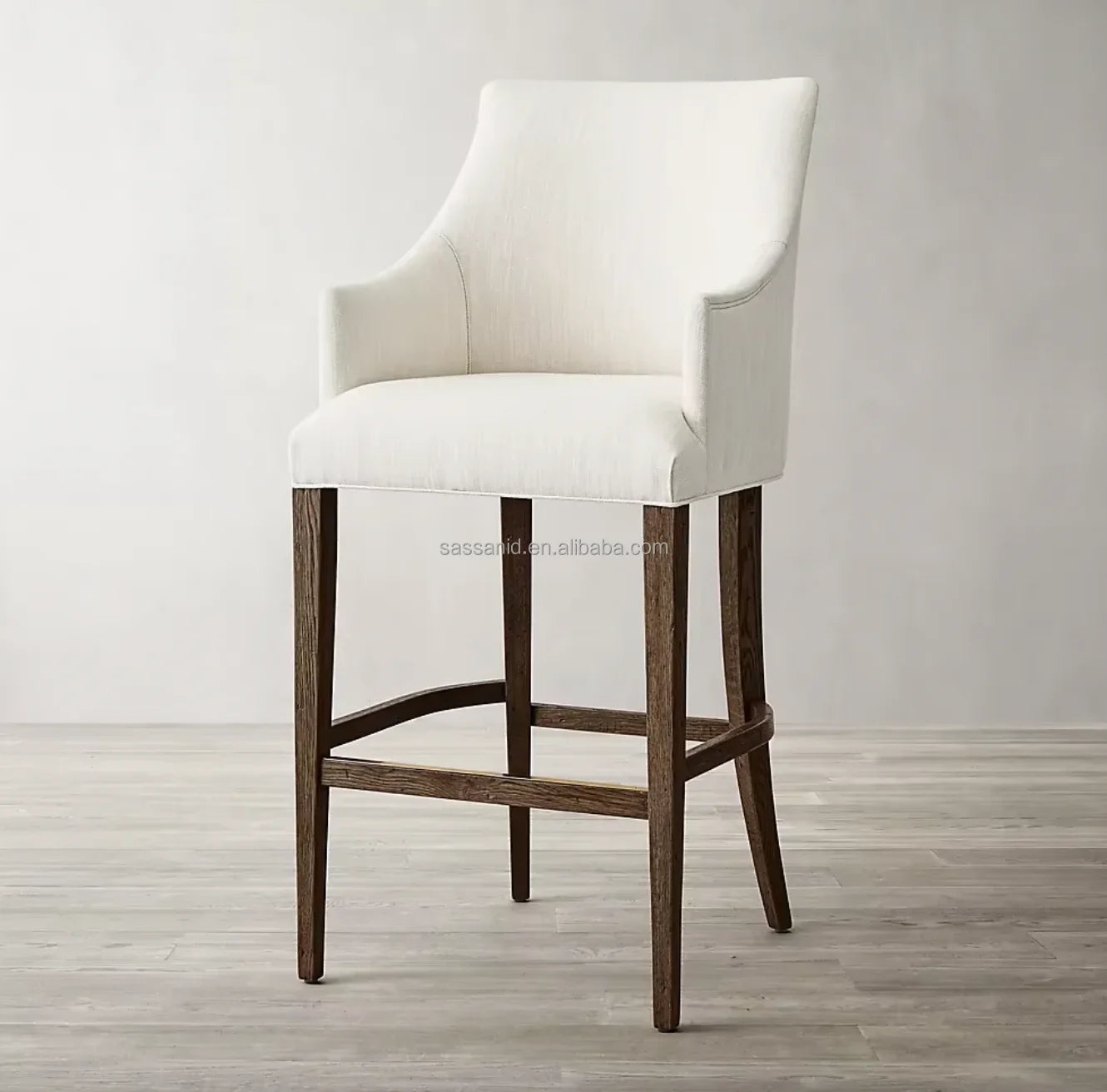 Minimalist Solid Oak Bar Stool – Mid-Century Geometric Statement Piece