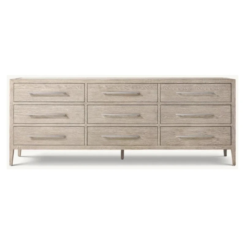 9-Drawer Sideboard 71-inch French Antique Solid Birch Wood Statement Piece