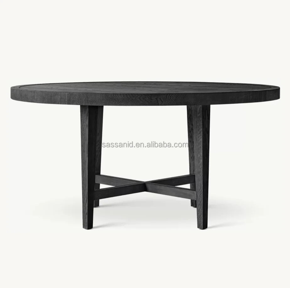 Contemporary French Round Dining Table – Grey Oak Statement Piece