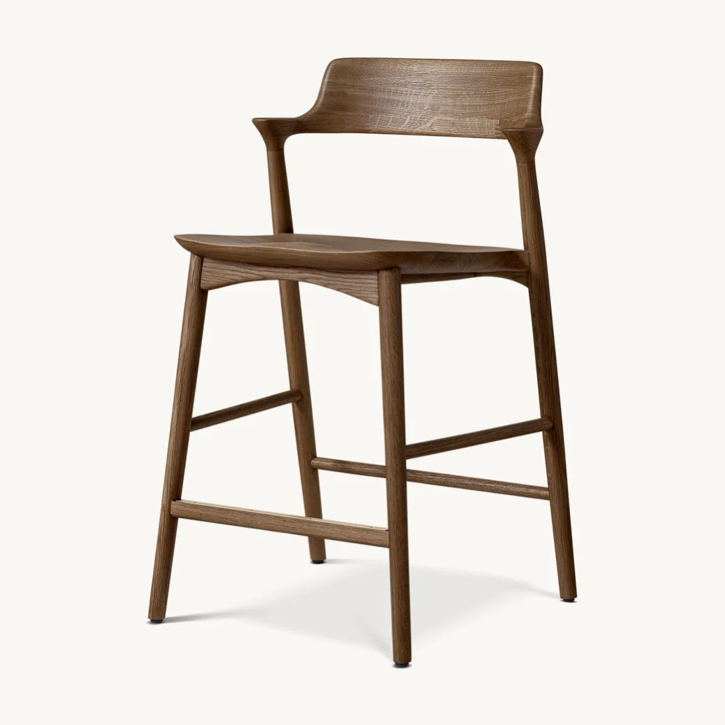Danish Design Solid Oak Bar Stool – Mid-Century Cane Statement Piece | 1601257668318