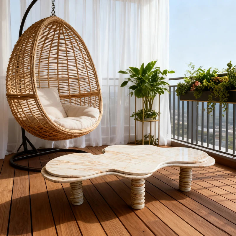 Luxury Freeform Marble Coffee Table Modern Italian Style for Villa