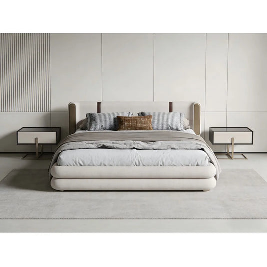 Luxury Tufted Fabric Bed Modern Italian Style for Villa