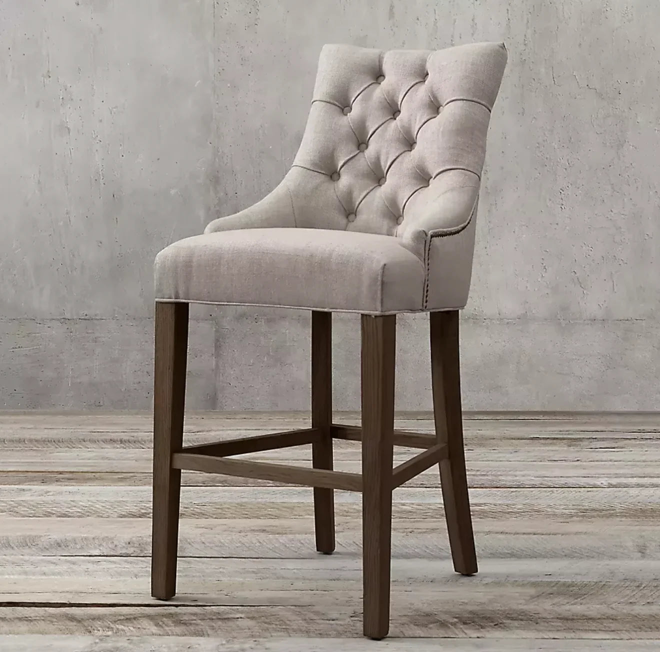 Bar & Counter Stool Tufted Fabric Oak Martine – Mid-Century Designer Furniture