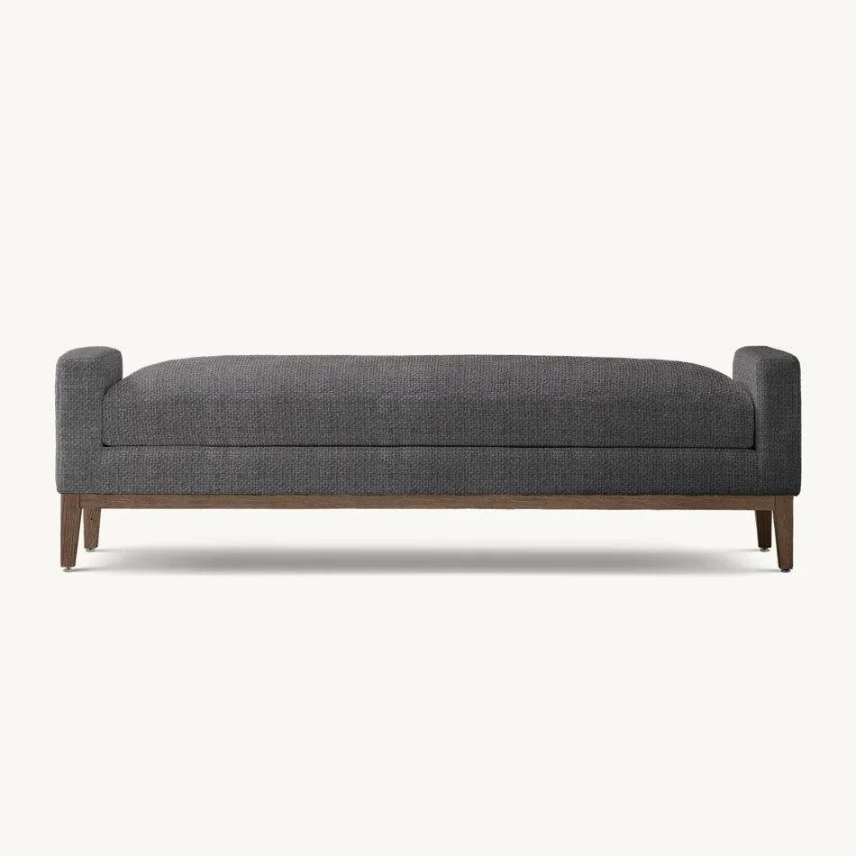Modernist Bedroom Bench – Oak Base Italian Design Statement Piece | 1600973027366