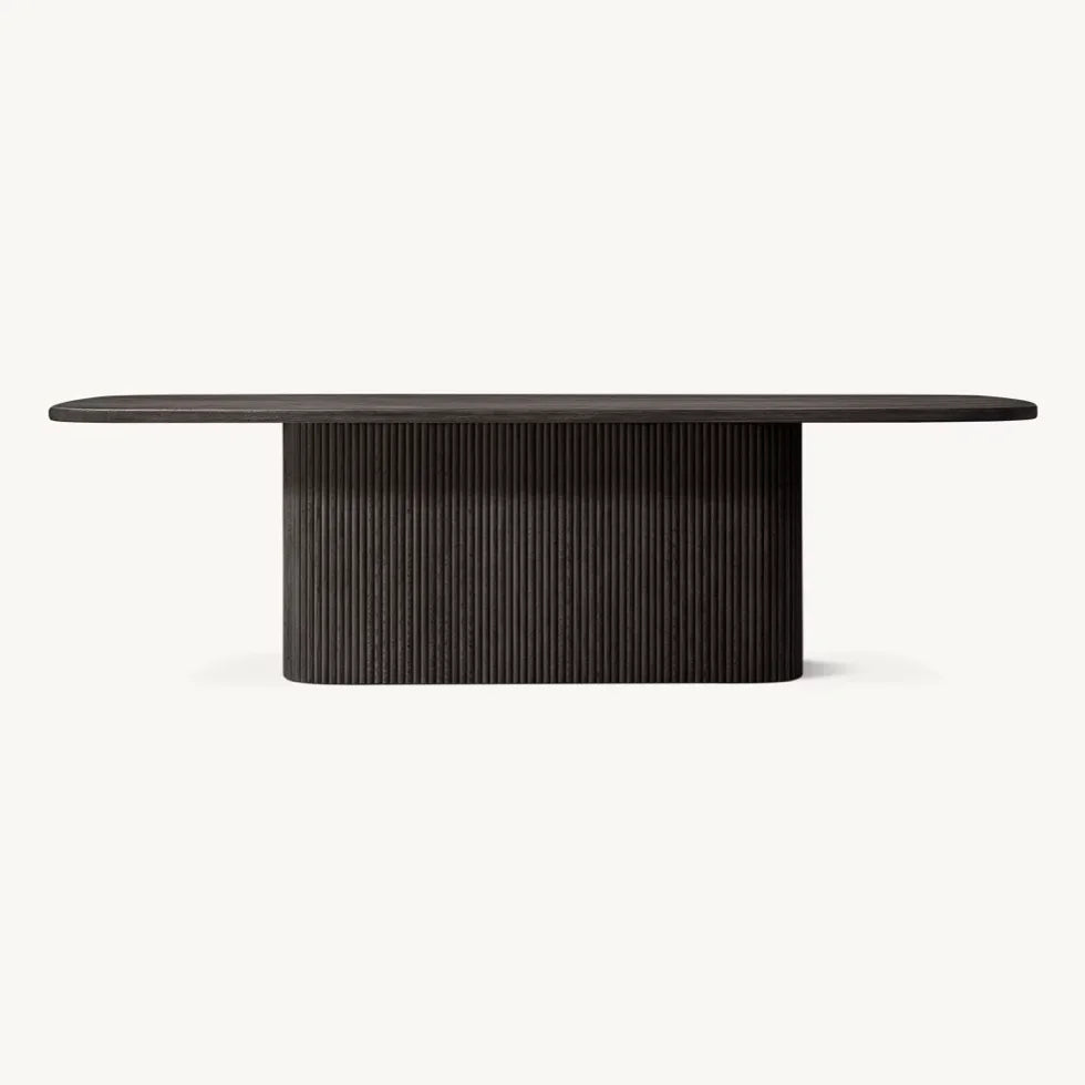 Italian Designer Dining Table – Wire-Brushed Solid Oak Rectangular Statement Piece