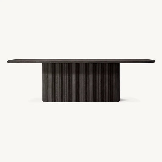 Italian Designer Dining Table – Wire-Brushed Solid Oak Rectangular Statement Piece