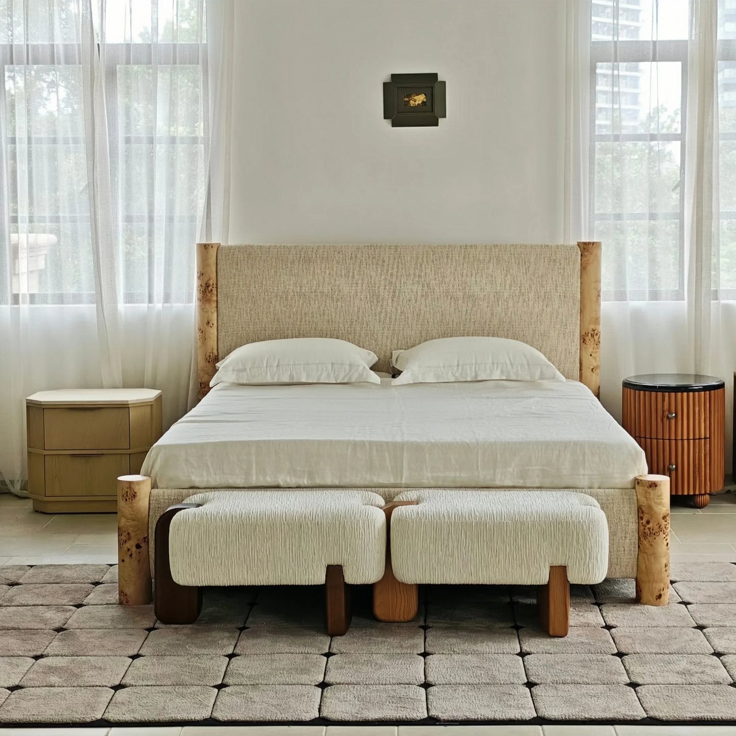 French Upholstered Bed – Retro Soft Bag Design in Premium Fabric