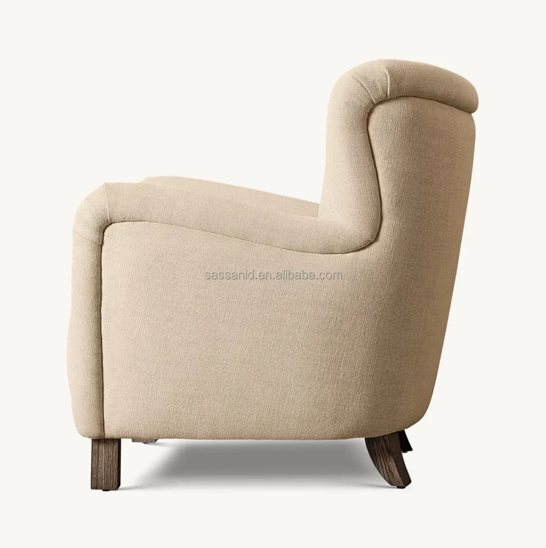 Danish Modern Wing Chair – Brown Oak Midcentury Design Statement Piece