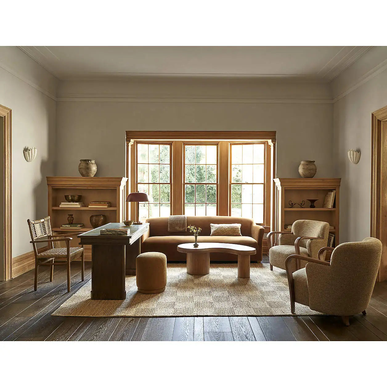 Accent Chair – Tufted Oak & Performance Fabric Modern | 1601099152302