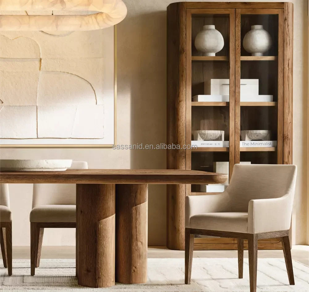 Oslo Rectangular Dining Table – Solid Oak Cylinder Base – Contemporary Designer