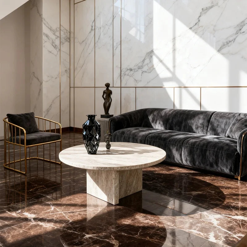Luxury Round Marble Coffee Table Modern Italian Style for Villa