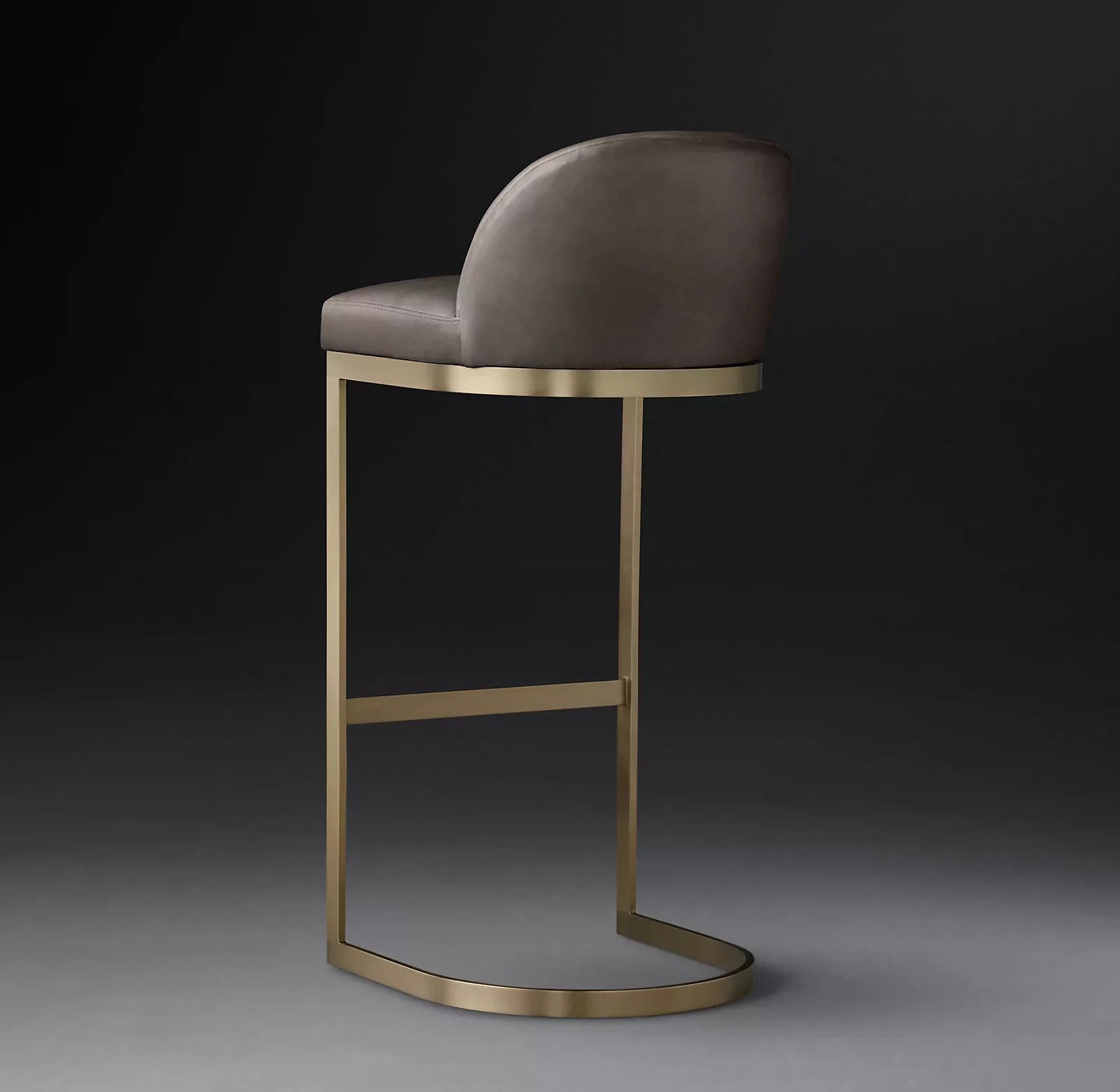 Italian Leather Bar Stool – Berkshire Leather and Burnished Brass Frame