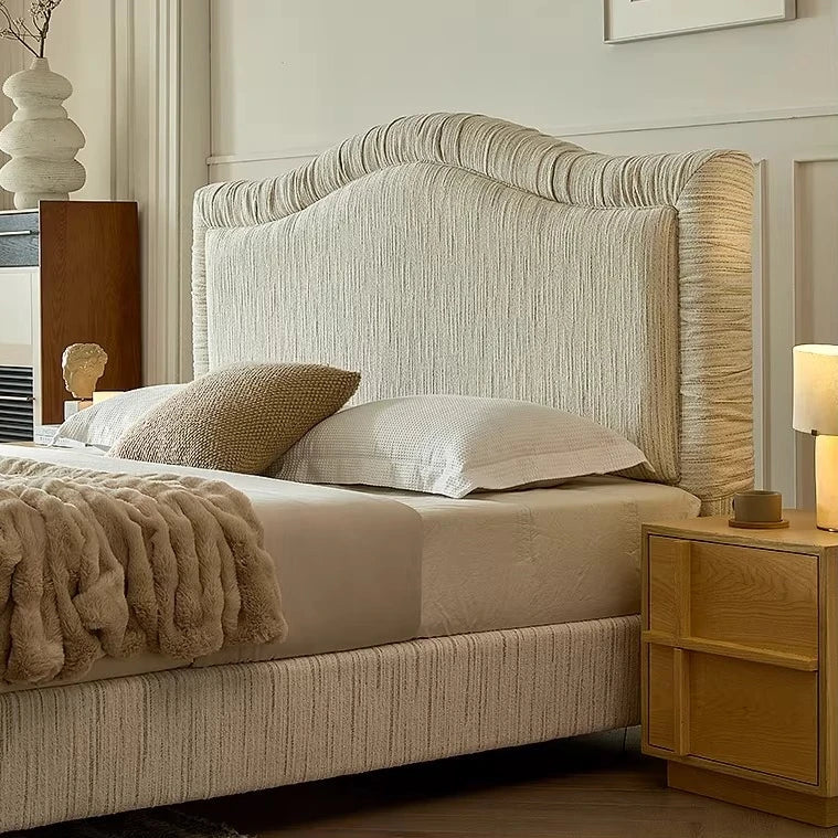 Upholstered Bed – High-Sided Cream Chenille French Provincial Statement | 26-16