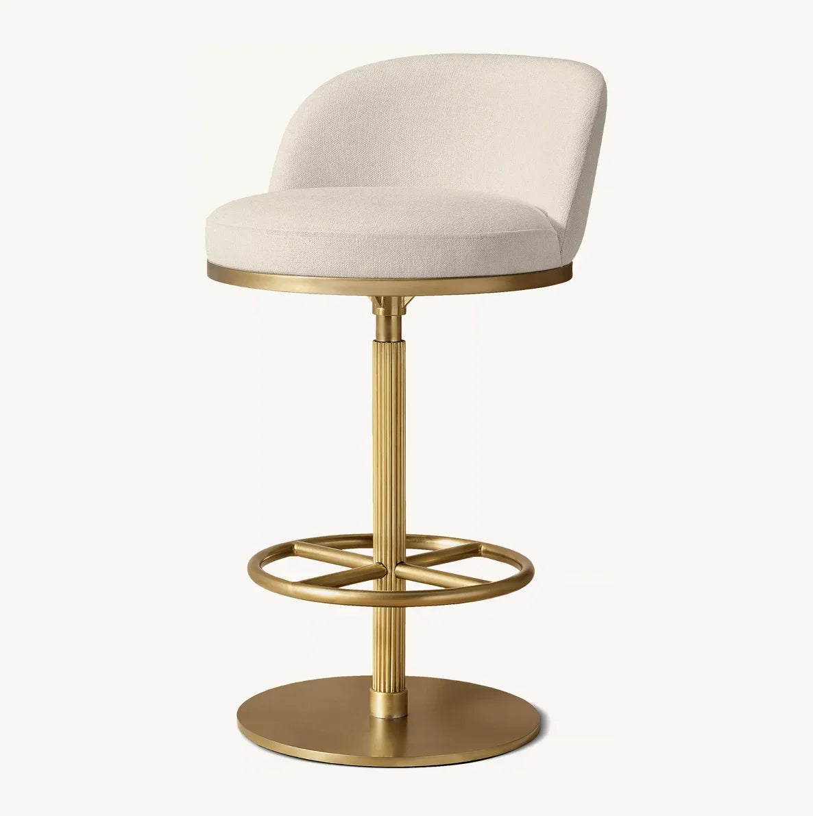 Falun Swivel Bar Stool – Art Deco Reeded Detail Performance Fabric Statement Piece | 1601704744723
