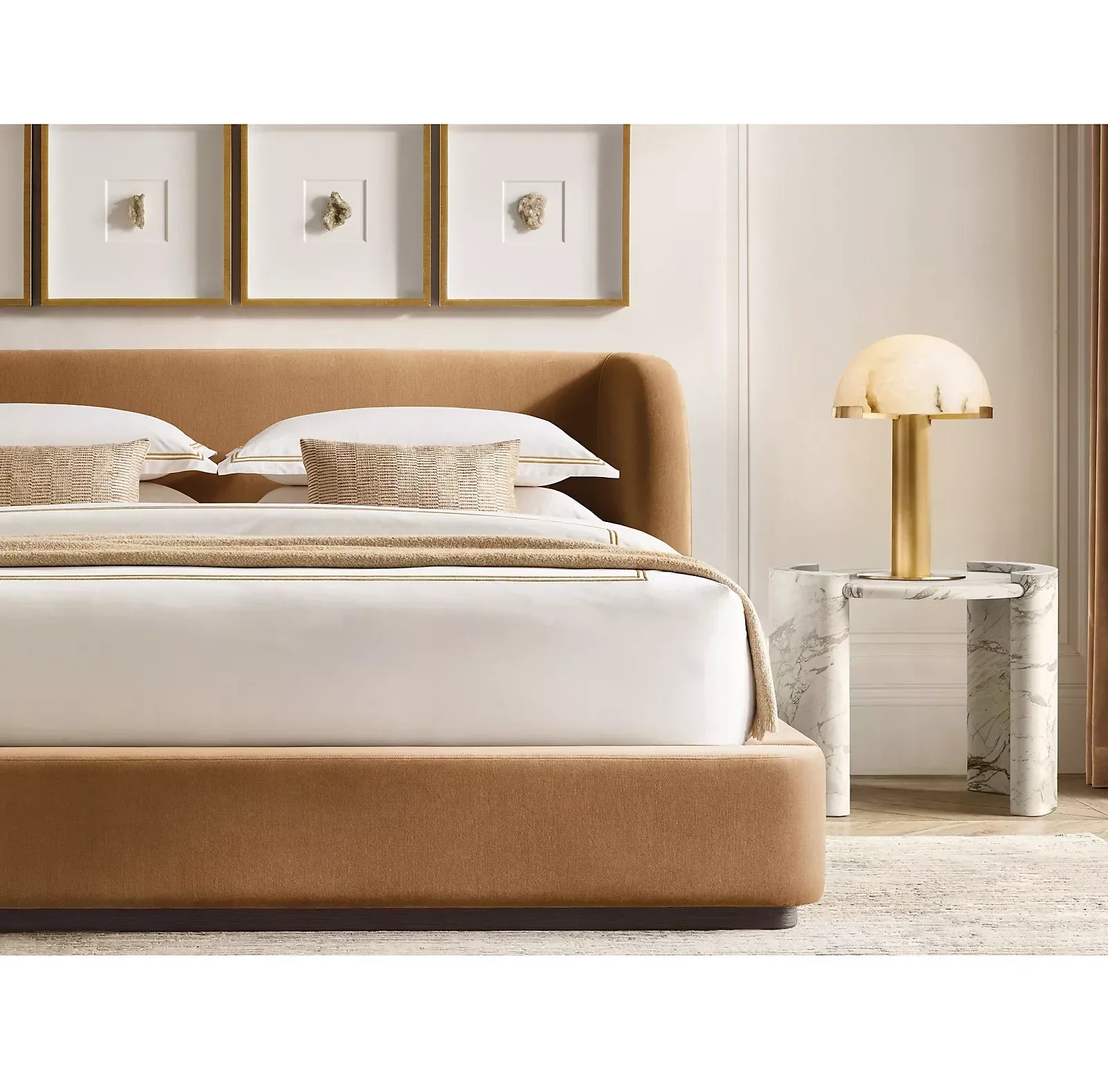 Copenhagen Fabric Panel Platform Bed – Burnt Caramel by Re Home