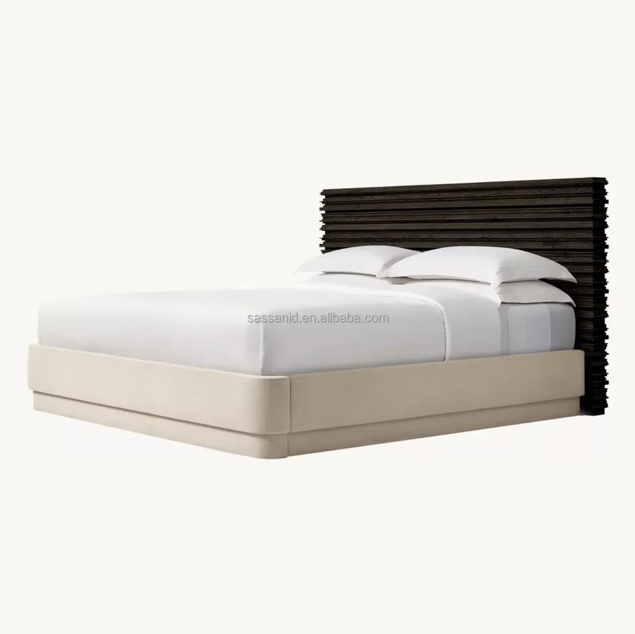 Neoclassical Swedish Panel Bed – Weathered Oak Modernist Statement Piece by Re Home