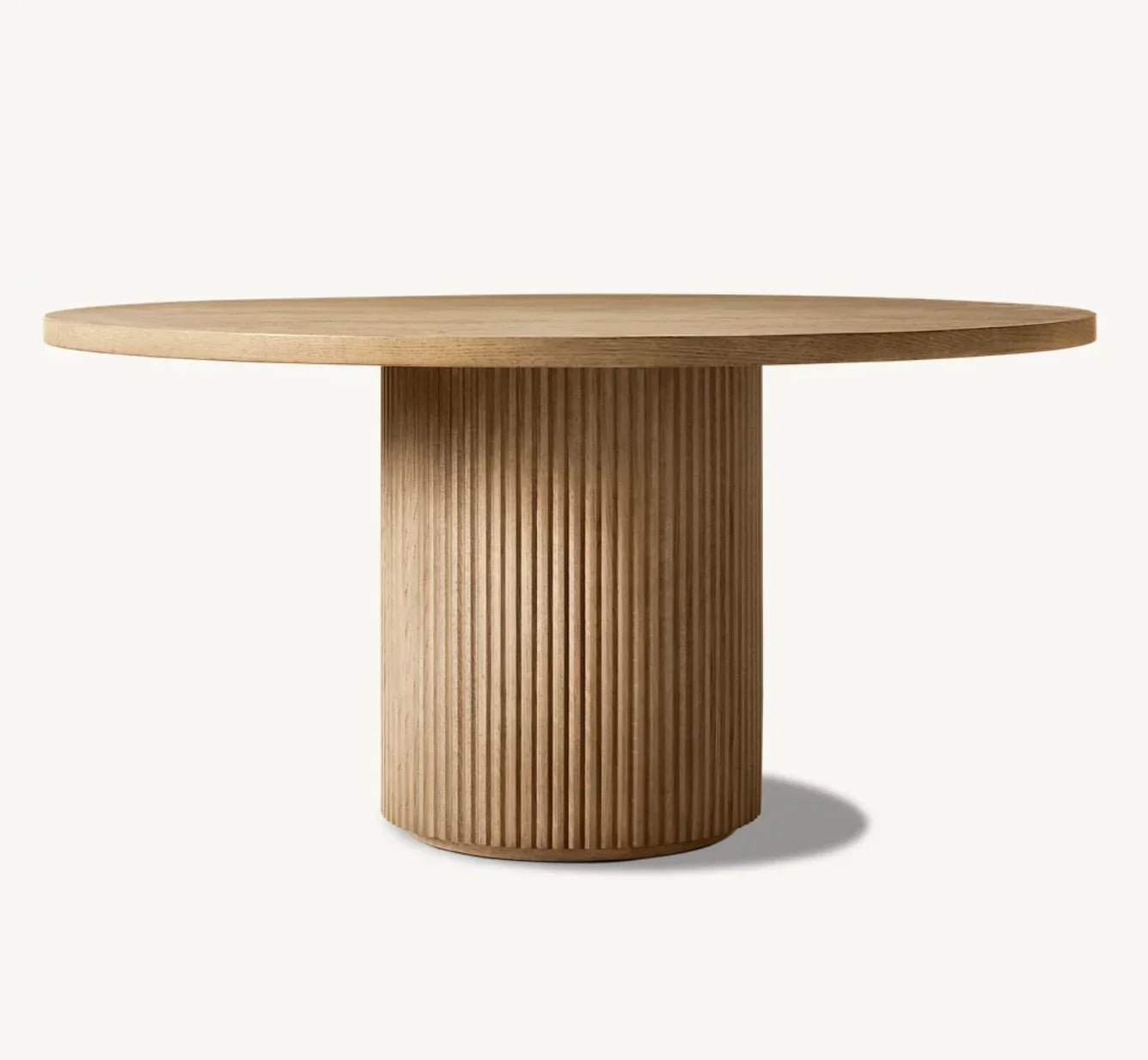 Round Dining Table – Column Base Oak – French Art Deco Piece | 1600917606107