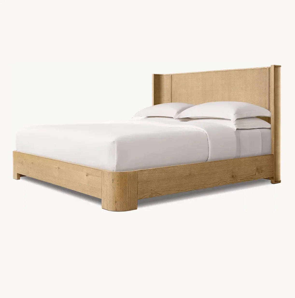 Mizu Shelter Platform Bed – Sculptural Upholstered Oak Frame Statement Piece