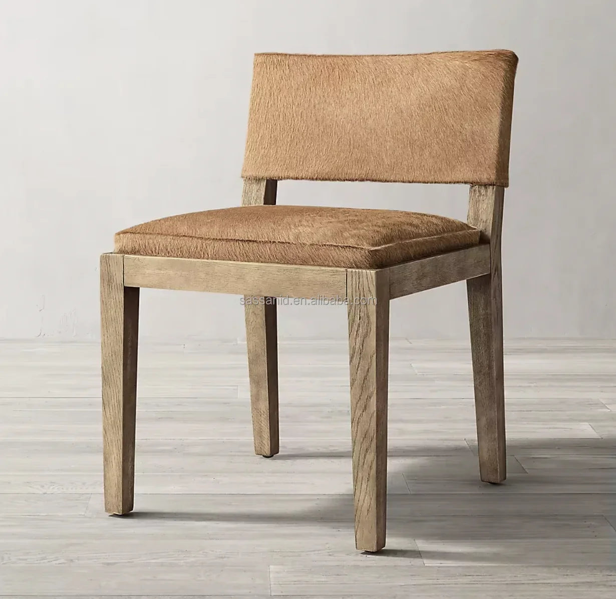 French Art Deco Dining Side Chair – Hair-on-Hide Oak Statement Piece