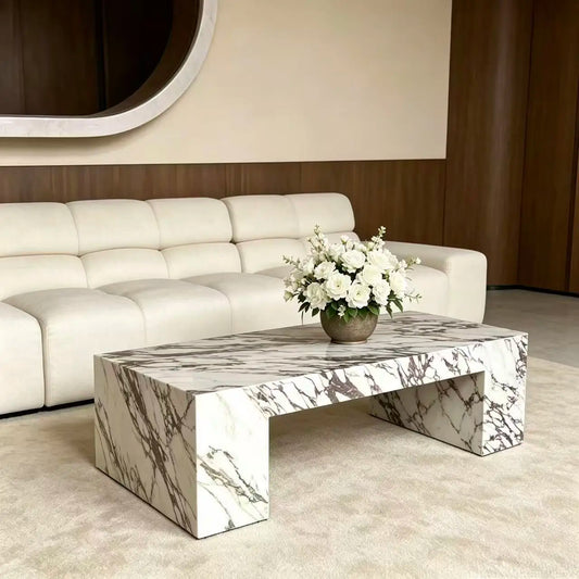 Luxury Calacatta Viola Marble Coffee Table Modern Italian Style for Villa