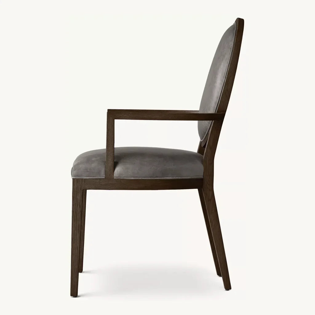 Dining Chair Midcentury Geometric Form – Solid Oak & Leather | 1600417100212