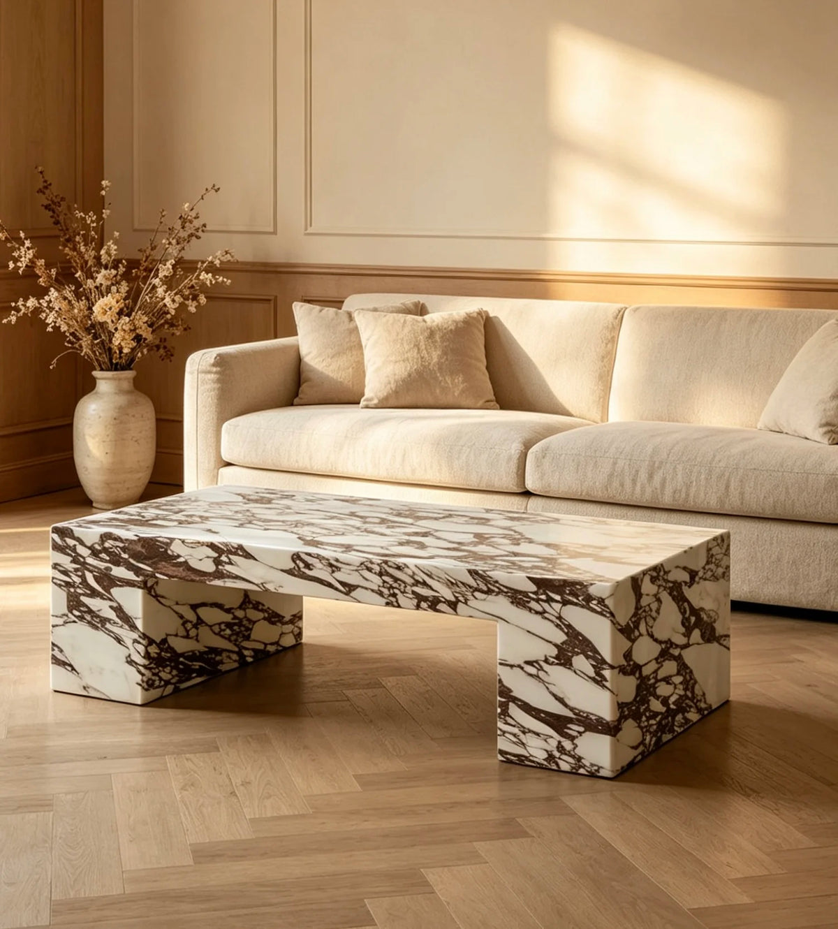 Luxury Calacatta Viola Marble Coffee Table Modern Italian Style for Villa