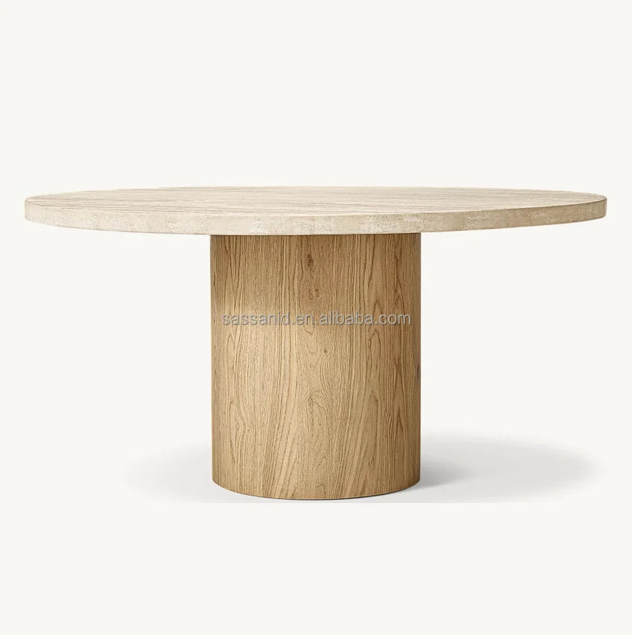 Mizu Round Dining Table – Minimalist Travertine Statement Piece | 1601596880015