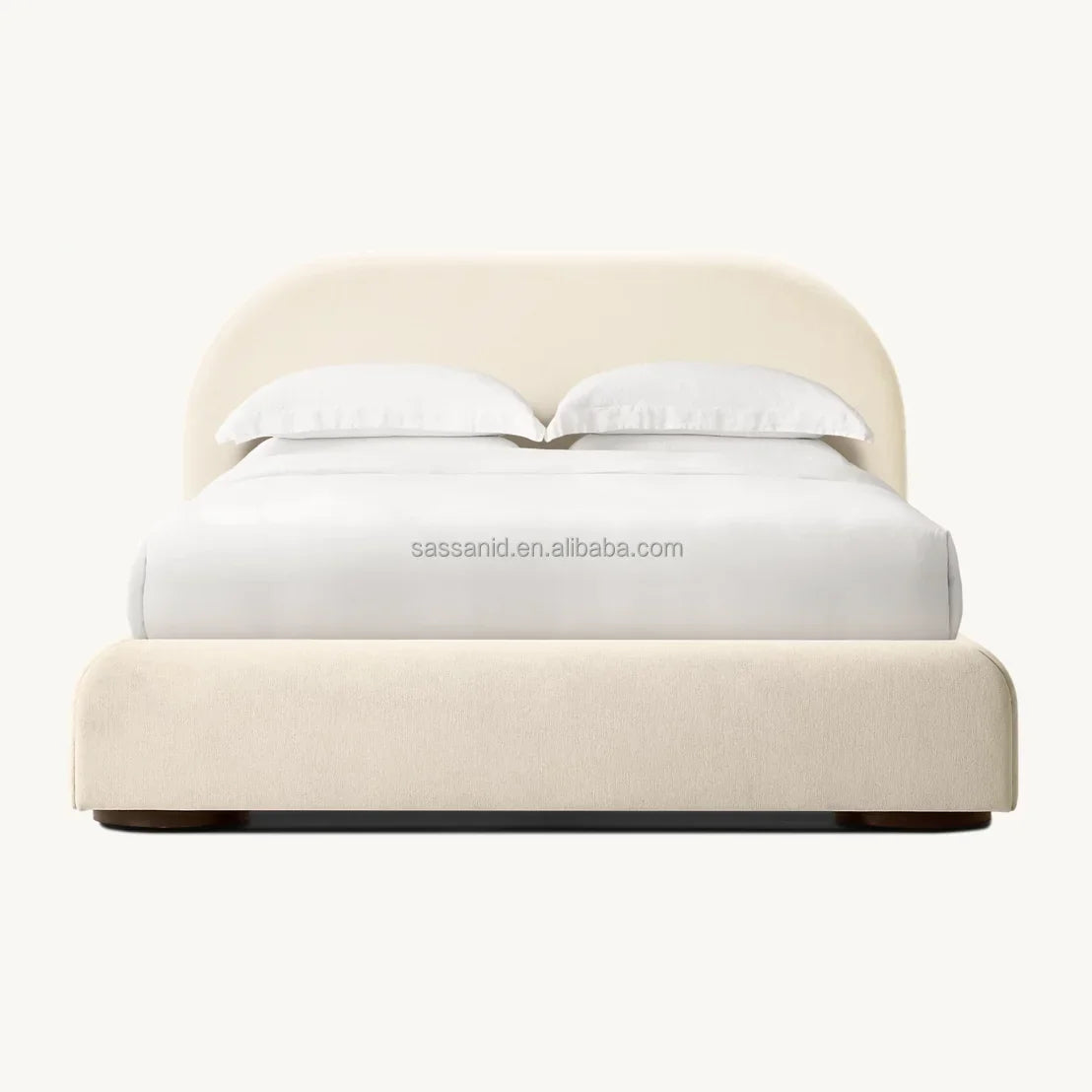 Upholstered Panel Bed – Sculptural Natural Performance Bouclé Siena European Style