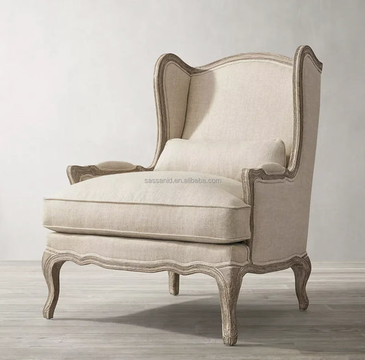 Re Home Club Chair – Wingback Shelter Armchair in Performance Fabric Statement Piece