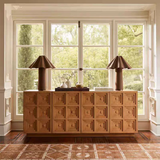 Wood Sideboard – French Antique Birch and Stainless Steel Statement Piece