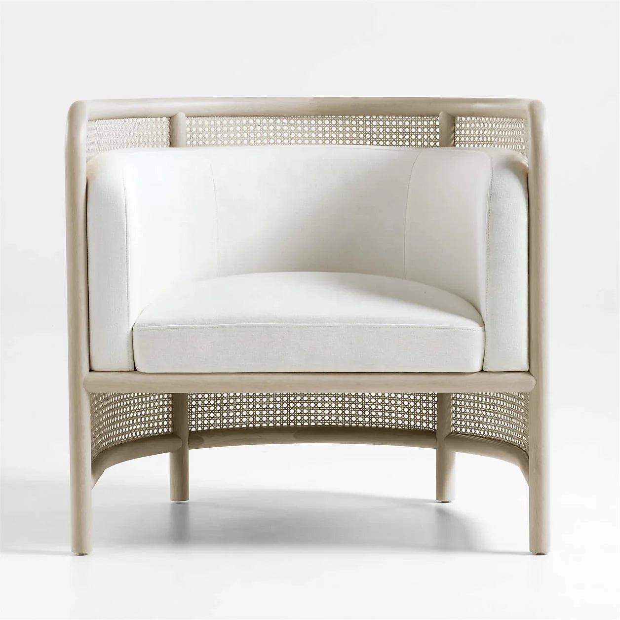 Barrel Chair – Cane Back Accent Chair in White Wash Oak Statement Piece