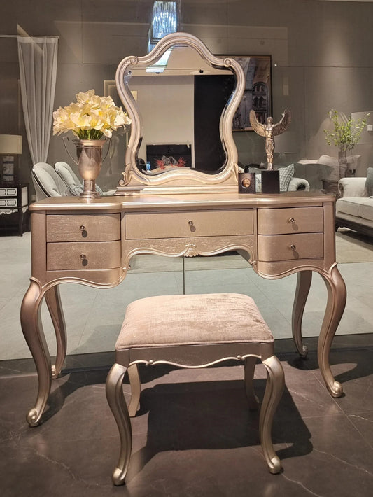 French Provincial Vanity Set – Curved Leg Solid White Ash Wood