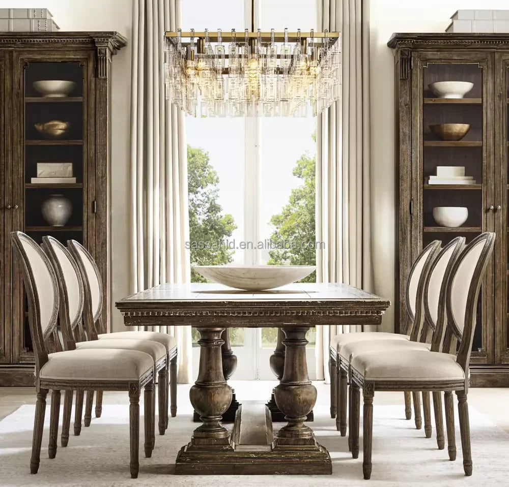 Handcrafted American Oak Rectangular Dining Table – Antiqued Finish Extension Table