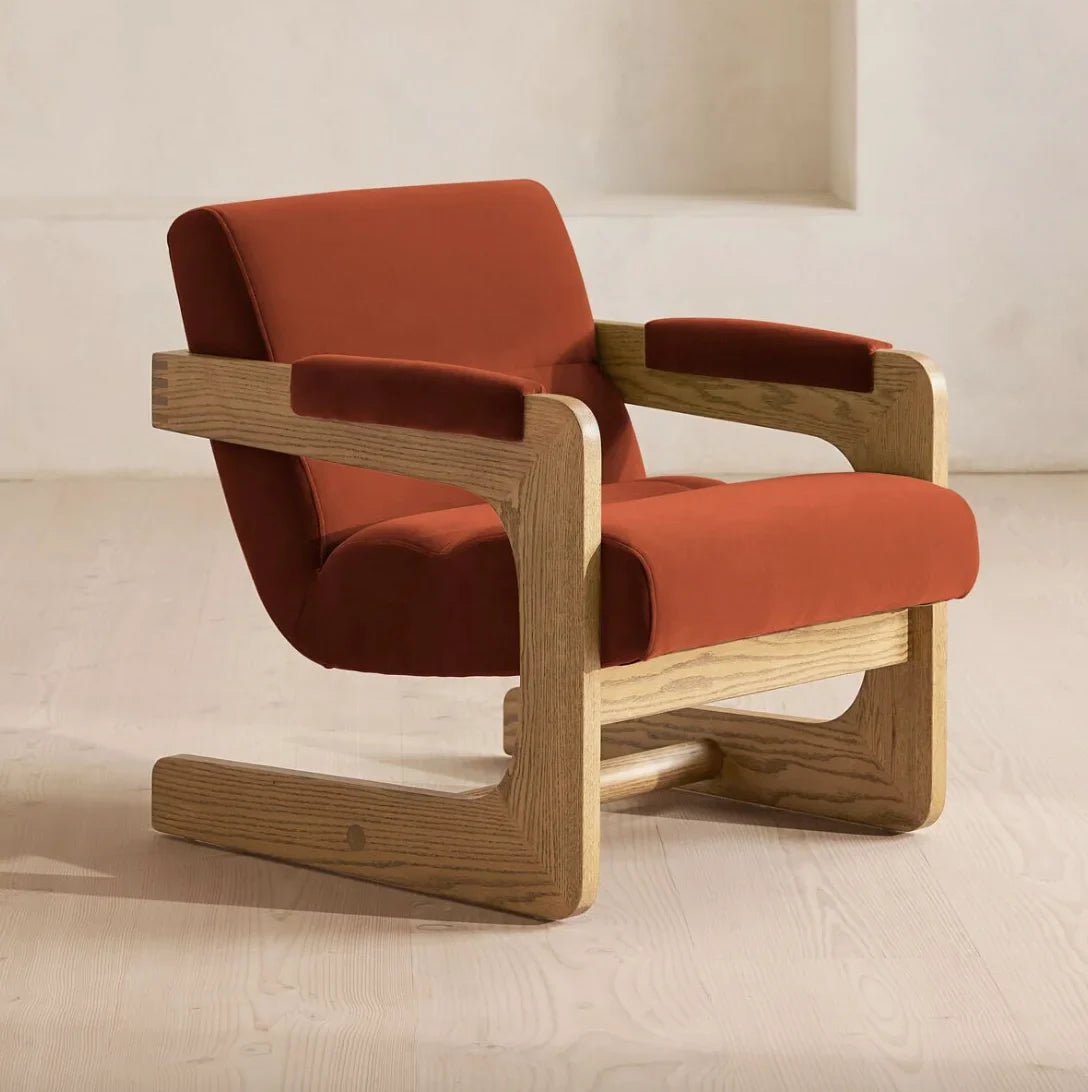 Lara Cantilever Armchair – Modern European Designer Accent Chair in Premium Fabric