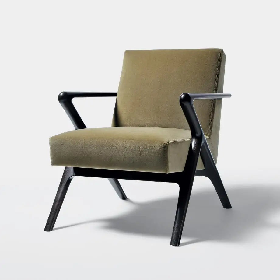 Capri Lounge Chair – Scandinavian Solid Oak Inverted V-Leg Designer Statement Piece