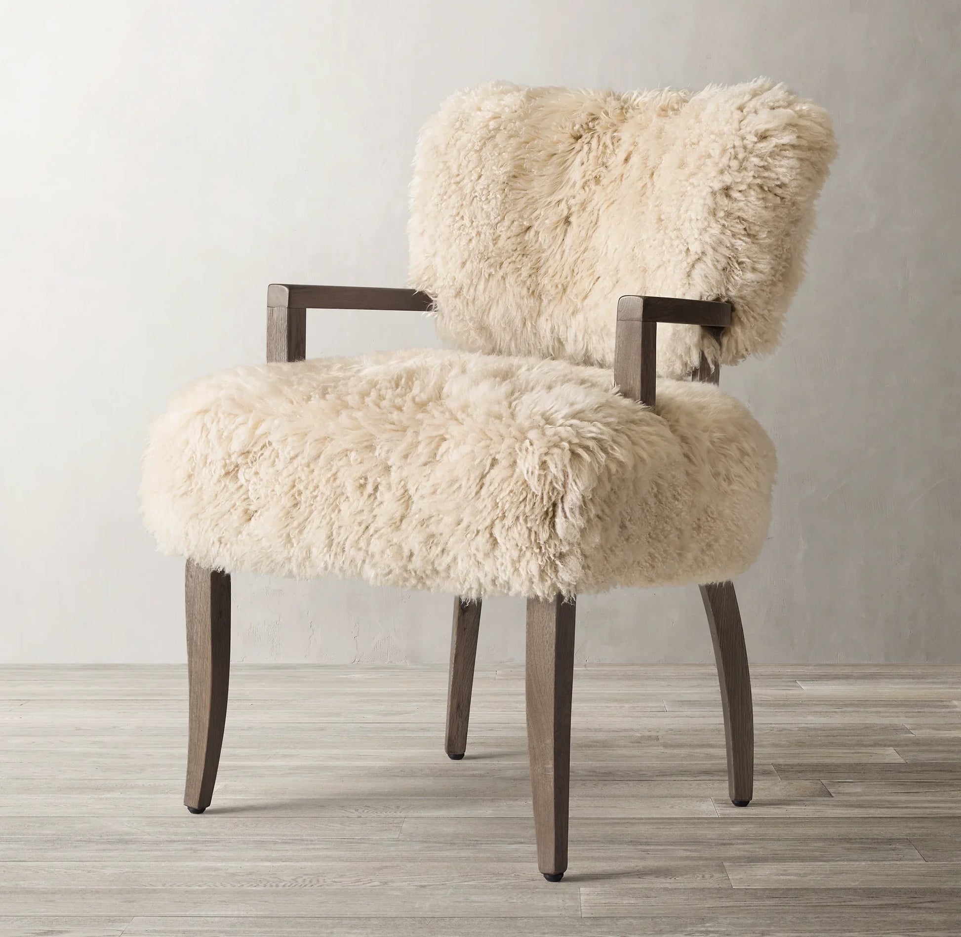 French 1940s Dining Armchair – Sheepskin & Solid Oak Contemporary Luxury