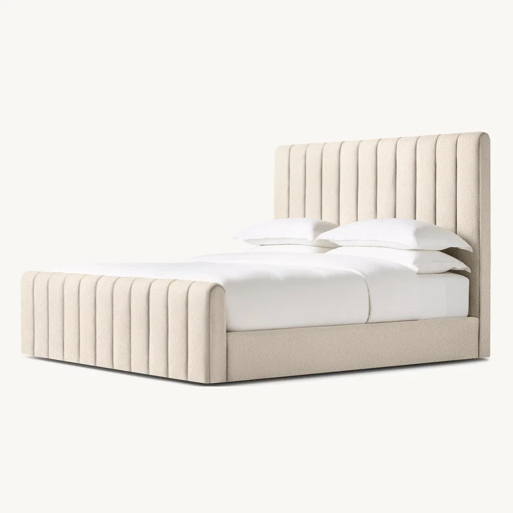 Marmont Channeled Fabric Platform Bed – Sculptural Upholstered Statement Piece | 1601367702191