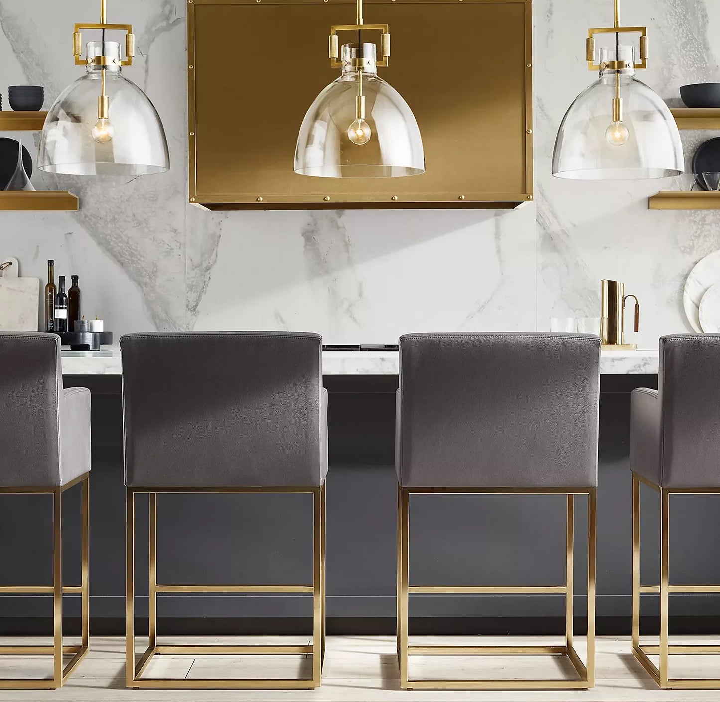 Modern American Leather Bar Stool – Track Arm Re Home Statement Piece