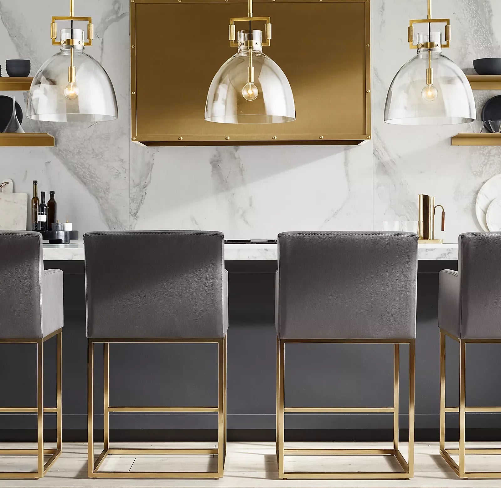Modern American Leather Bar Stool – Track Arm Re Home Statement Piece