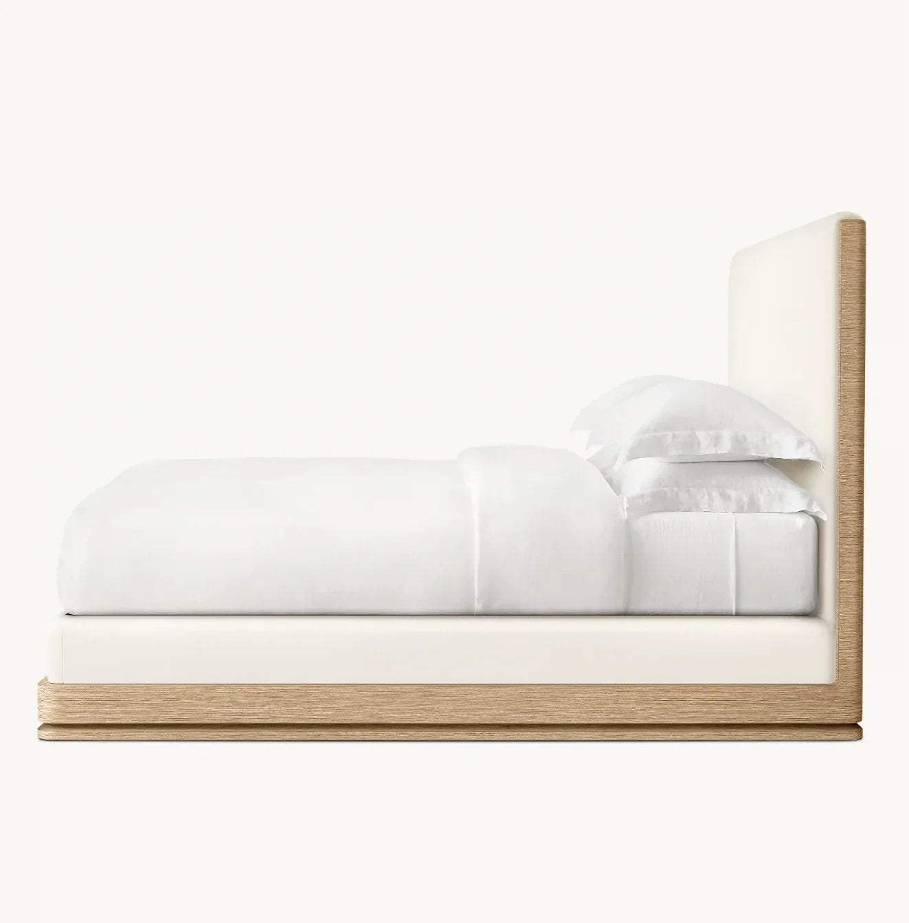 Sculptural Panel Bed – Brushed Oak Modernist Platform Bed