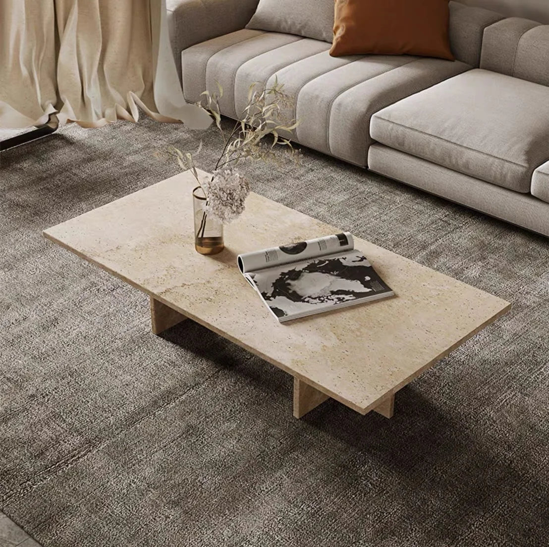 Luxury Rectangle Marble Coffee Table Modern Italian Style for Villa