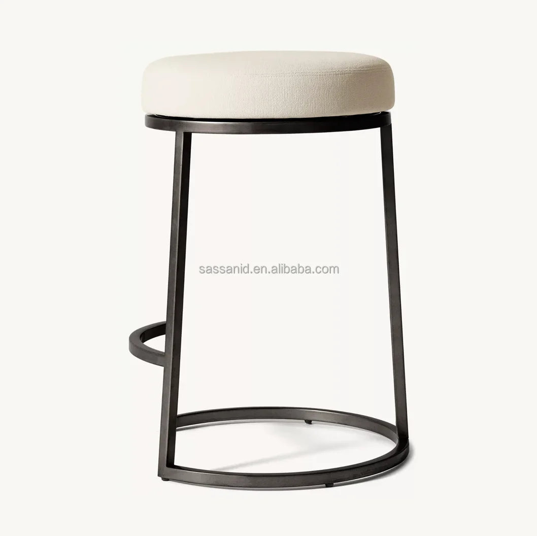 Backless Swivel Bar Stool – Emery Contemporary Fabric Upholstered Statement Piece