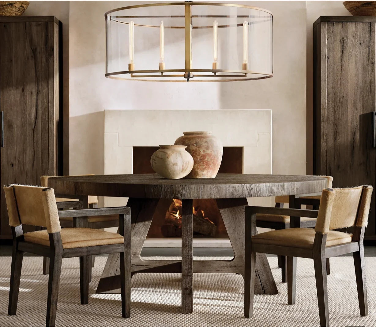 Davos Oak Round Dining Table – French Contemporary Solid Wood | 1600803445186