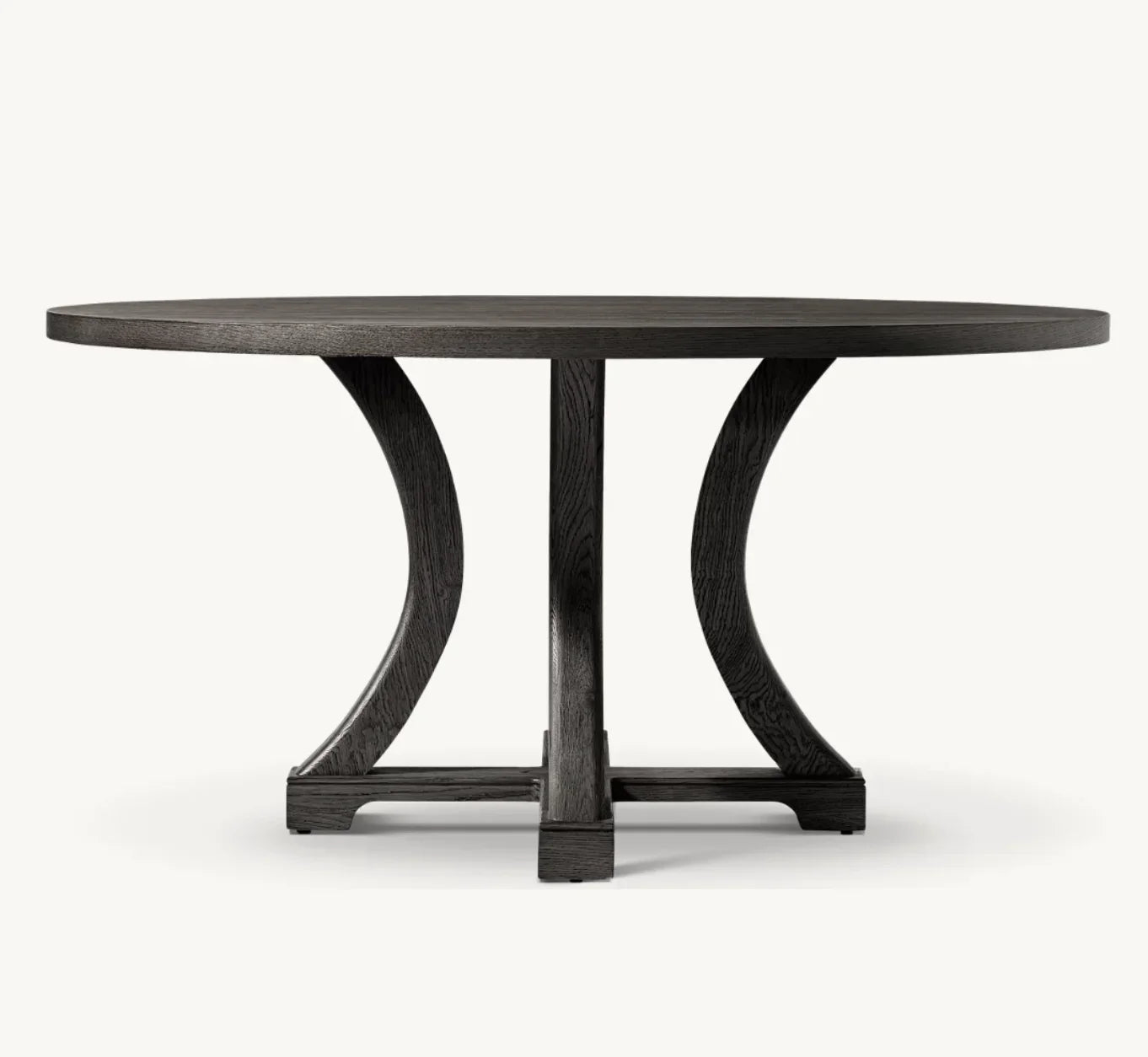 Genevieve Round Dining Table – Wire-brushed European White Oak Mid-century