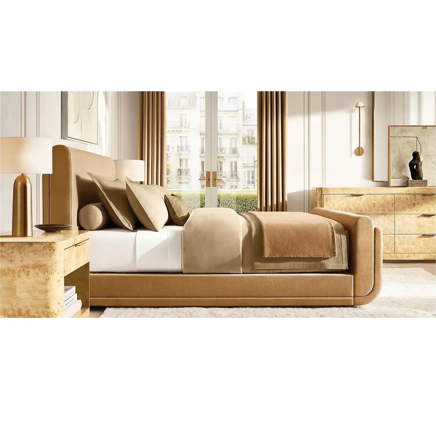 Cloud Platform Bed – Slipcovered Headboard in Berkshire Leather by Re Home